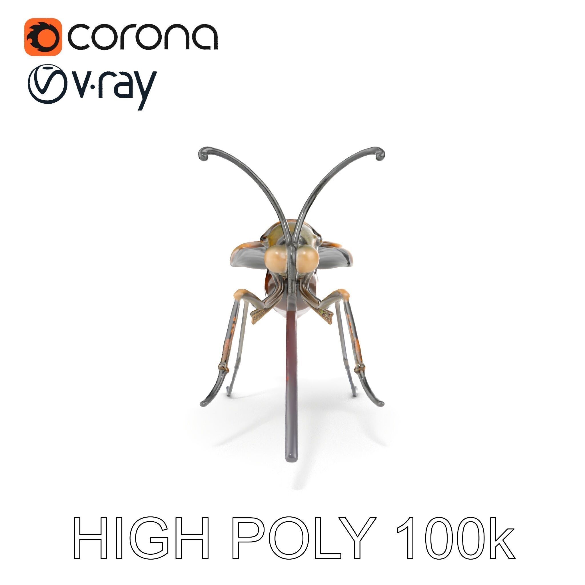 Mechanical Insect Model Pack with Textured Metallic Surface Low-poly 3D model_21