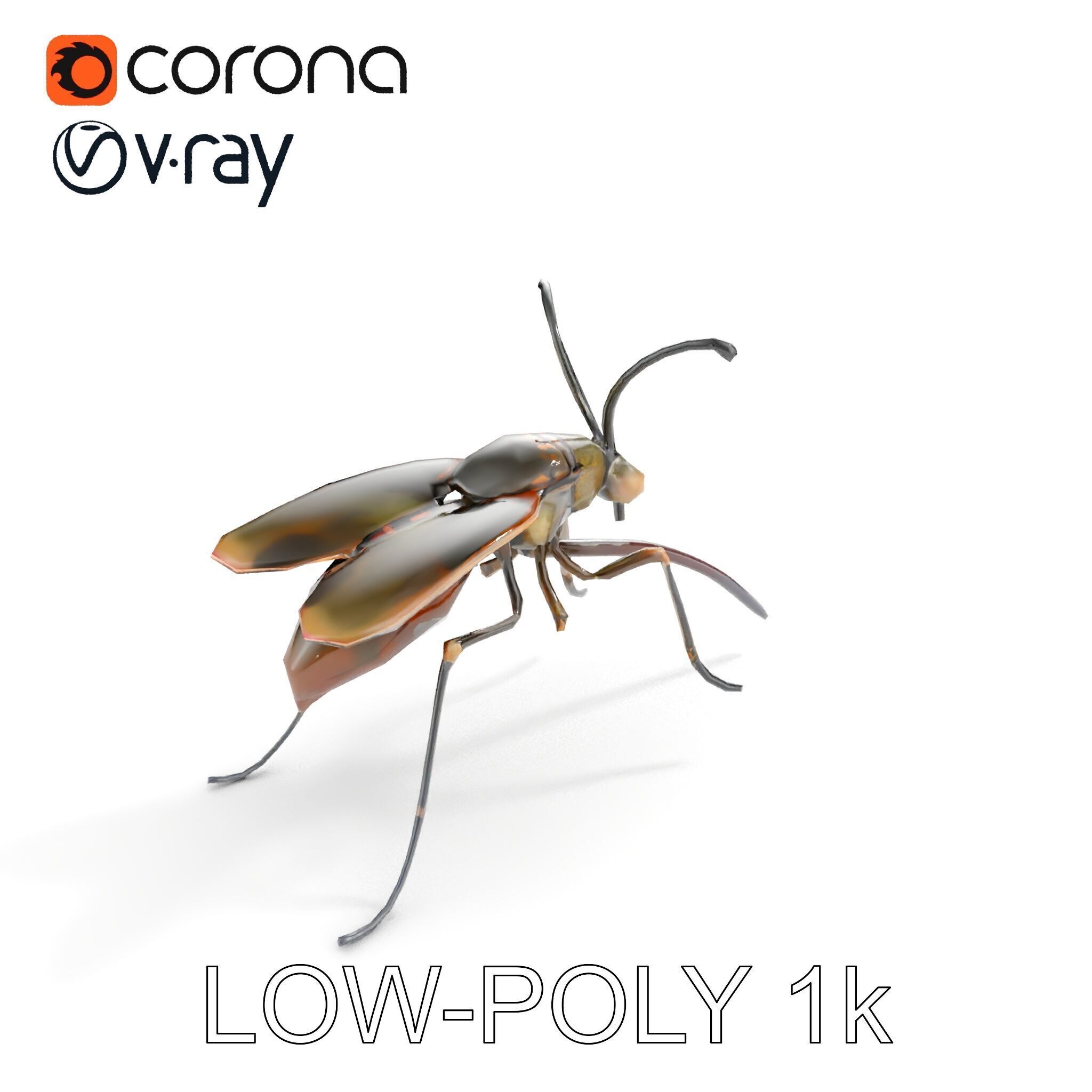 Mechanical Insect Model Pack with Textured Metallic Surface Low-poly 3D model_7