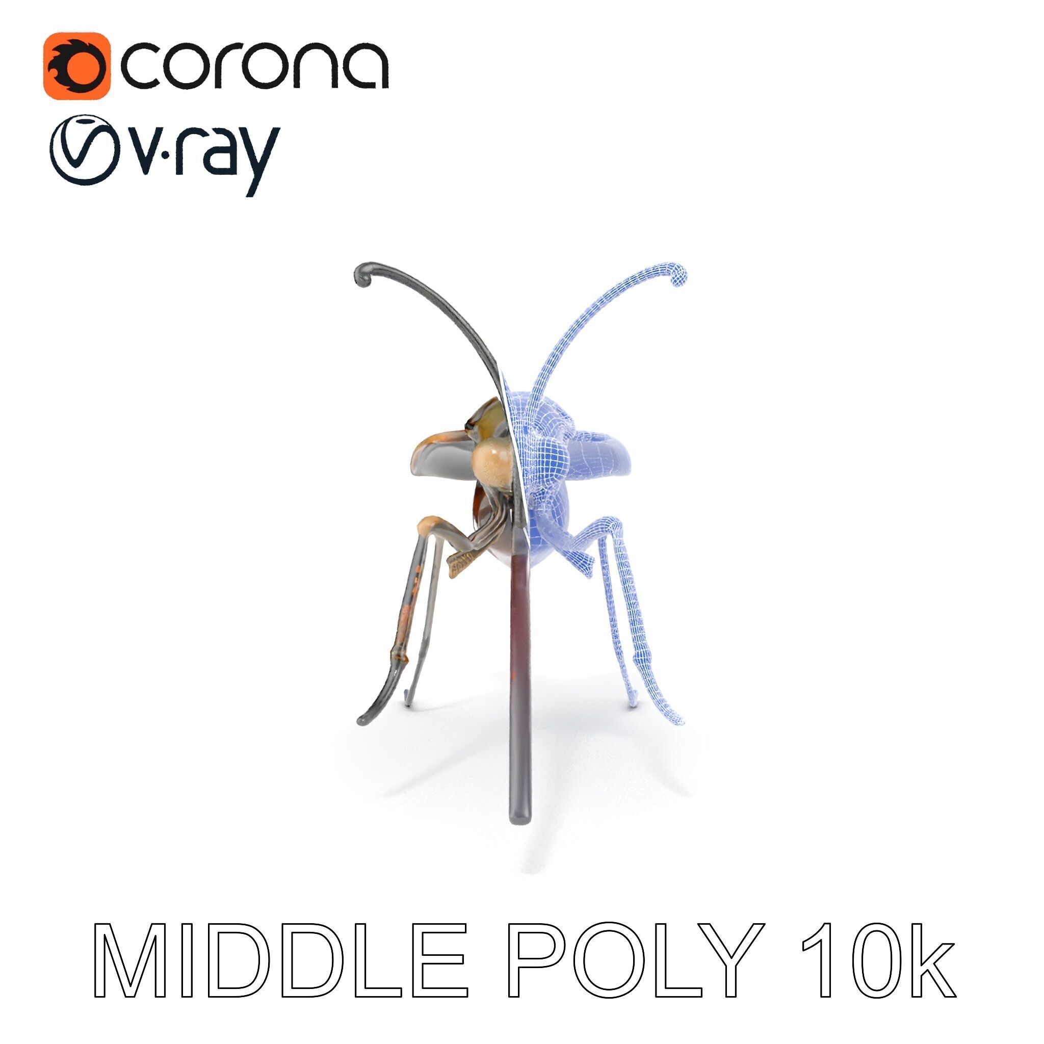Mechanical Insect Model Pack with Textured Metallic Surface Low-poly 3D model_27