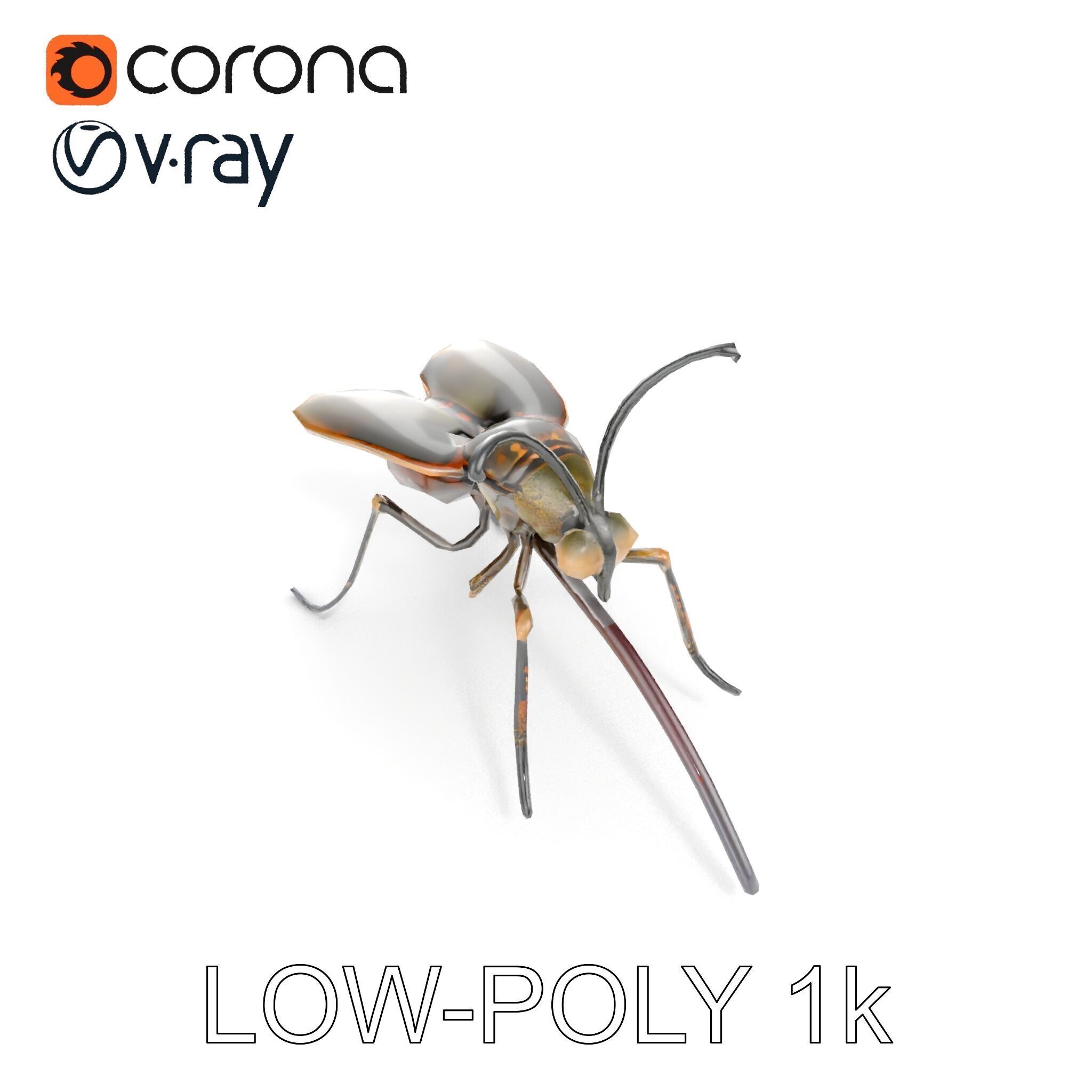 Mechanical Insect Model Pack with Textured Metallic Surface Low-poly 3D model_23
