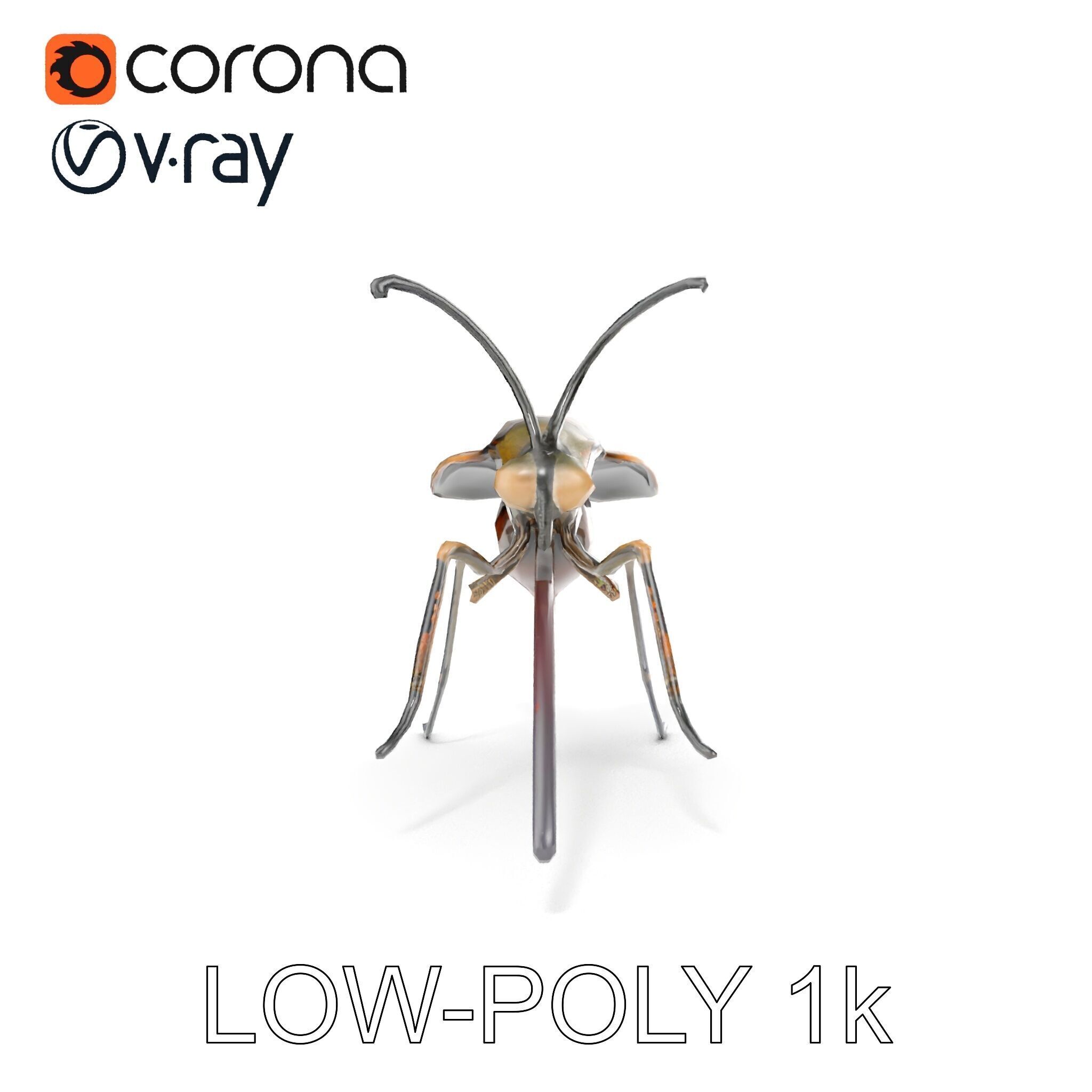 Mechanical Insect Model Pack with Textured Metallic Surface Low-poly 3D model_31