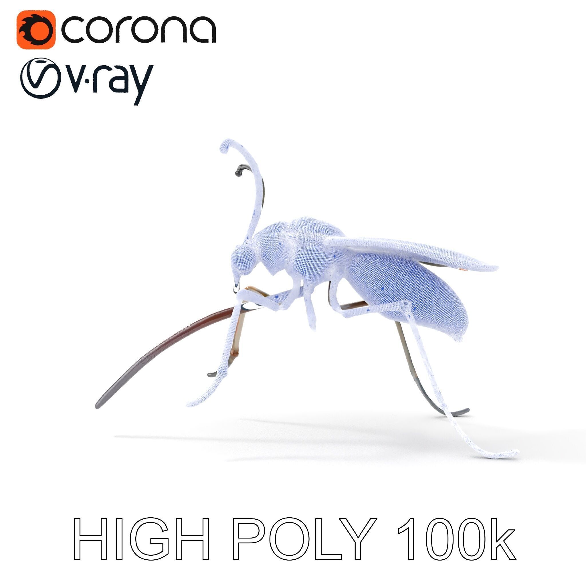 Mechanical Insect Model Pack with Textured Metallic Surface Low-poly 3D model_29