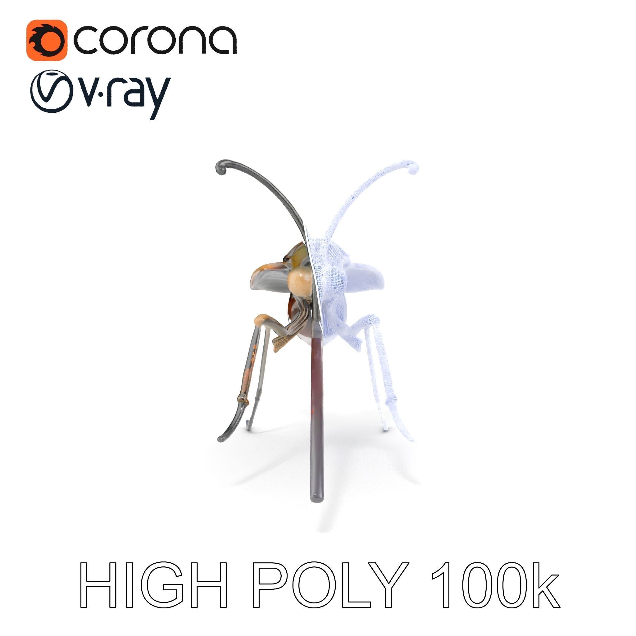 Mechanical Insect Model Pack with Textured Metallic Surface Low-poly 3D model_32