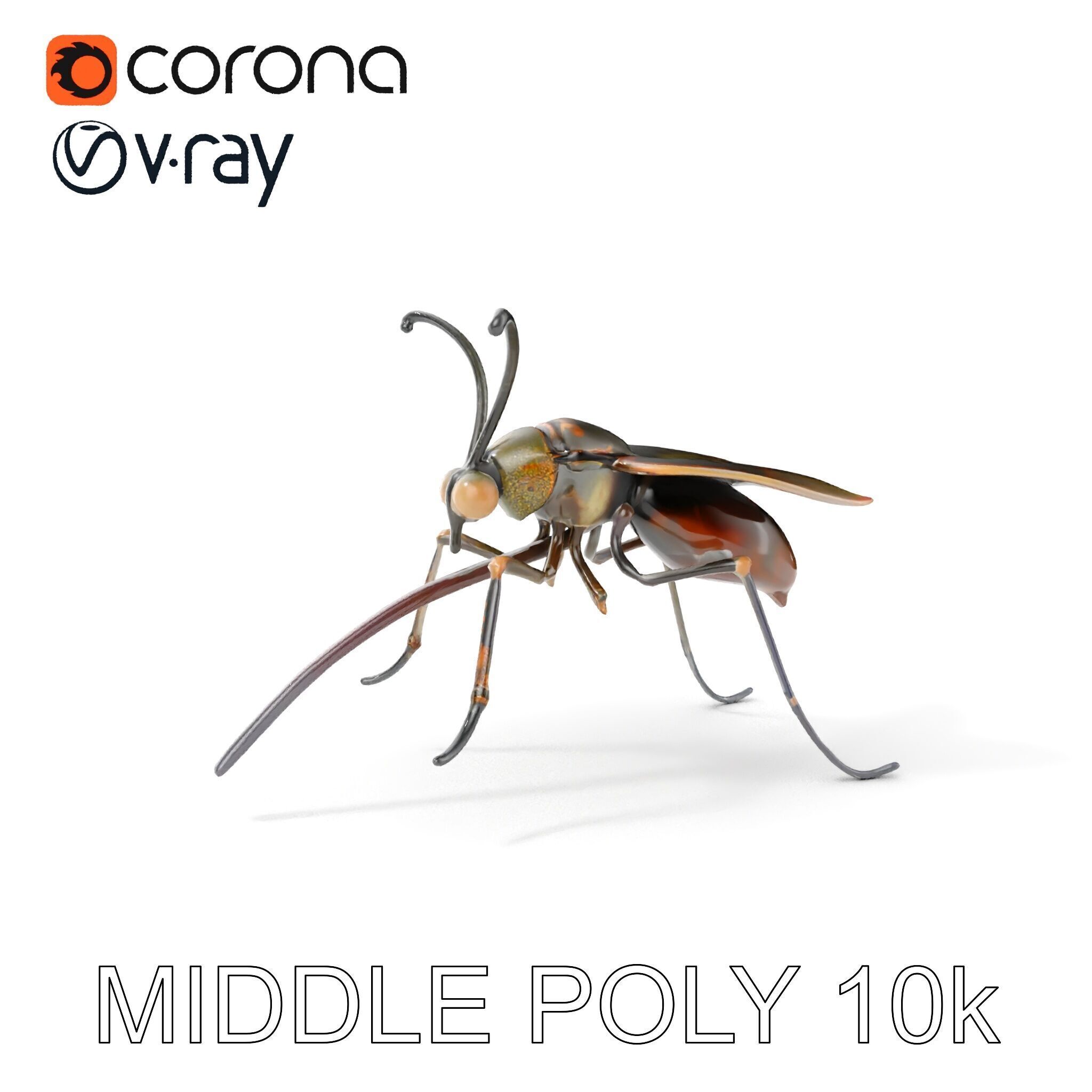 Mechanical Insect Model Pack with Textured Metallic Surface Low-poly 3D model_6