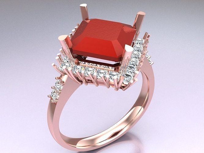 Square Stone Rings - Womens Rings - N732250 3D print model
