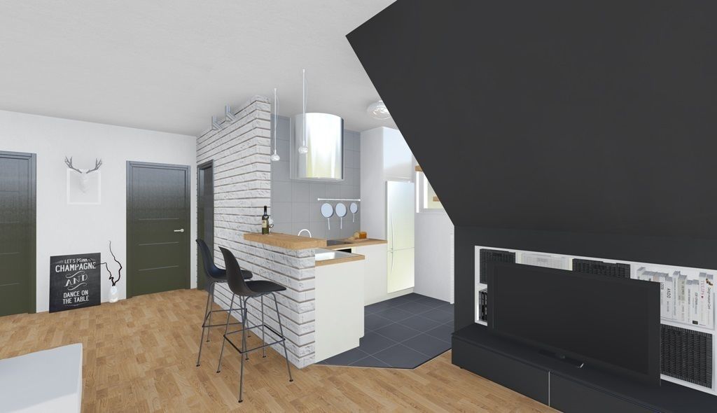 Living room interior design 3D model_4