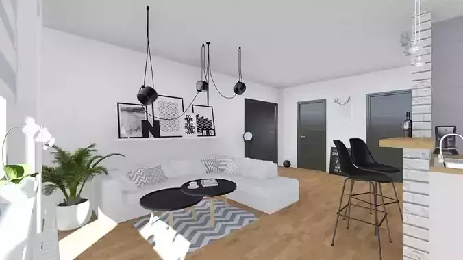 Living room interior design 3D model