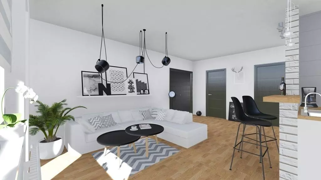 Living room interior design 3D model_0