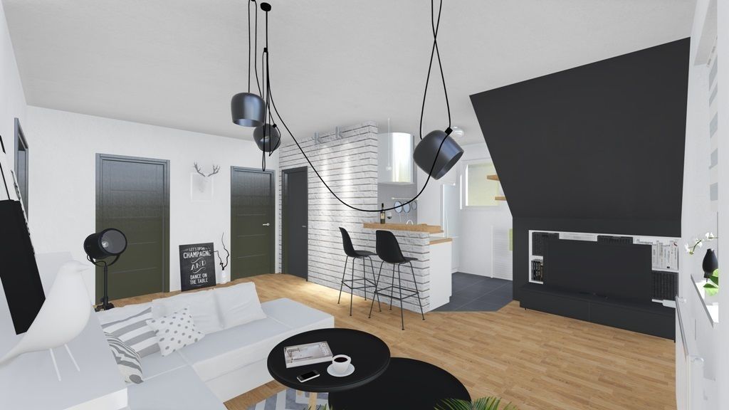 Living room interior design 3D model_1