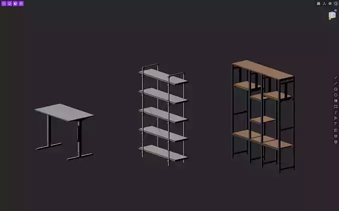 2nd Edition Office Supplies Series - Bookshelves and Work Desk 3D print model