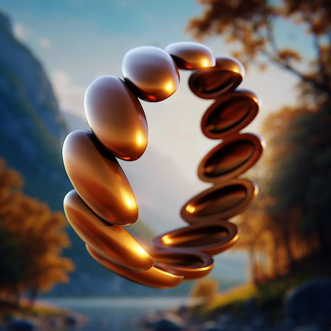 Pebble Flow Ring - Nature-Inspired Organic Jewelry 3D Model 99 3D print model