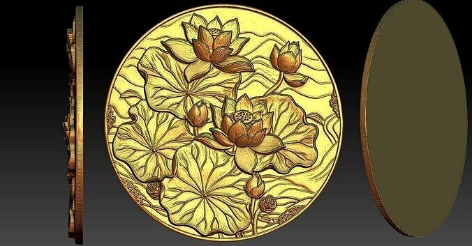 1 round lotus CNC Relief Model 3D print model