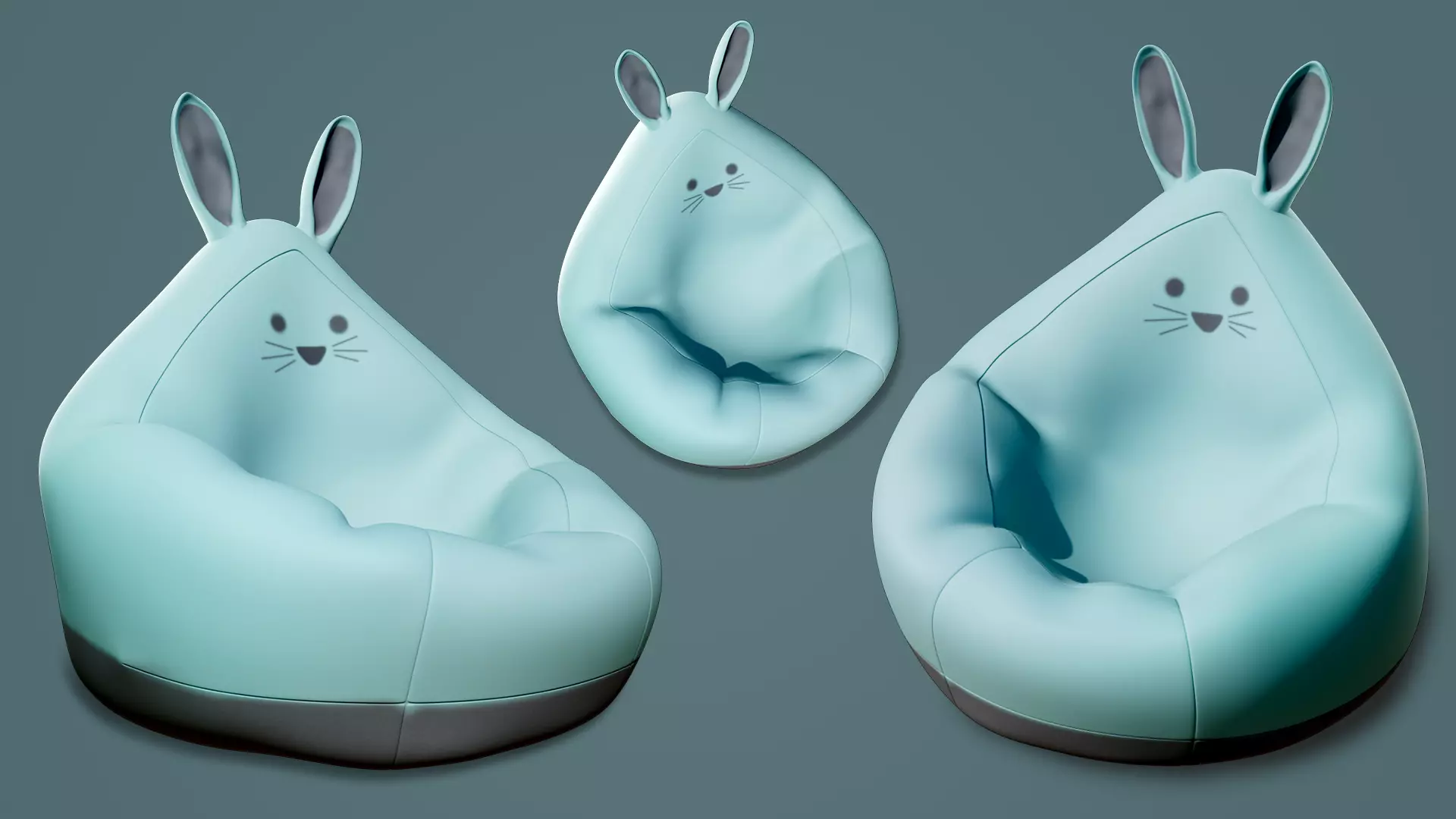 Bean Bag Chair Low-poly 3D model_0
