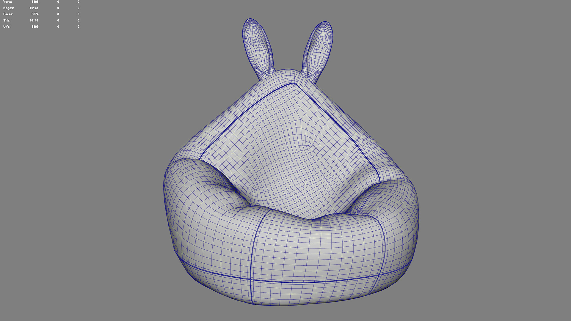 Bean Bag Chair Low-poly 3D model_4