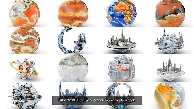 Futuristic 3D City Space Model Collection 