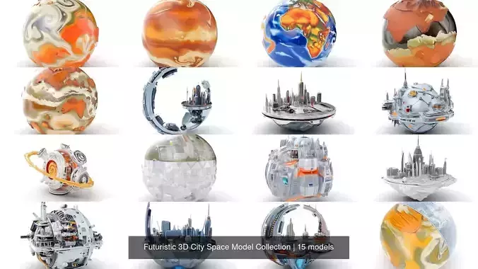 Futuristic 3D City Space Model Collection 