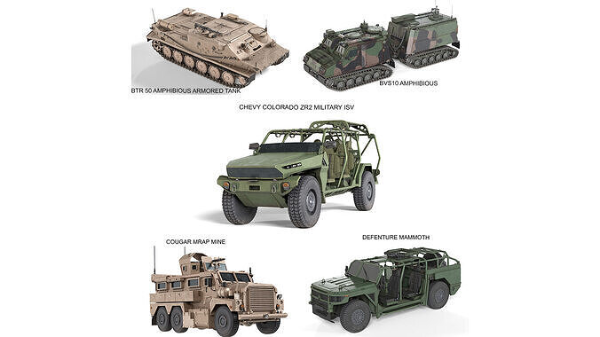 5 Military Vehicles Collection V2 Low-poly 3D model