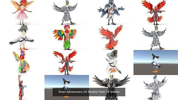 Avian Adventurers 3D Models Pack 3D Model Collection