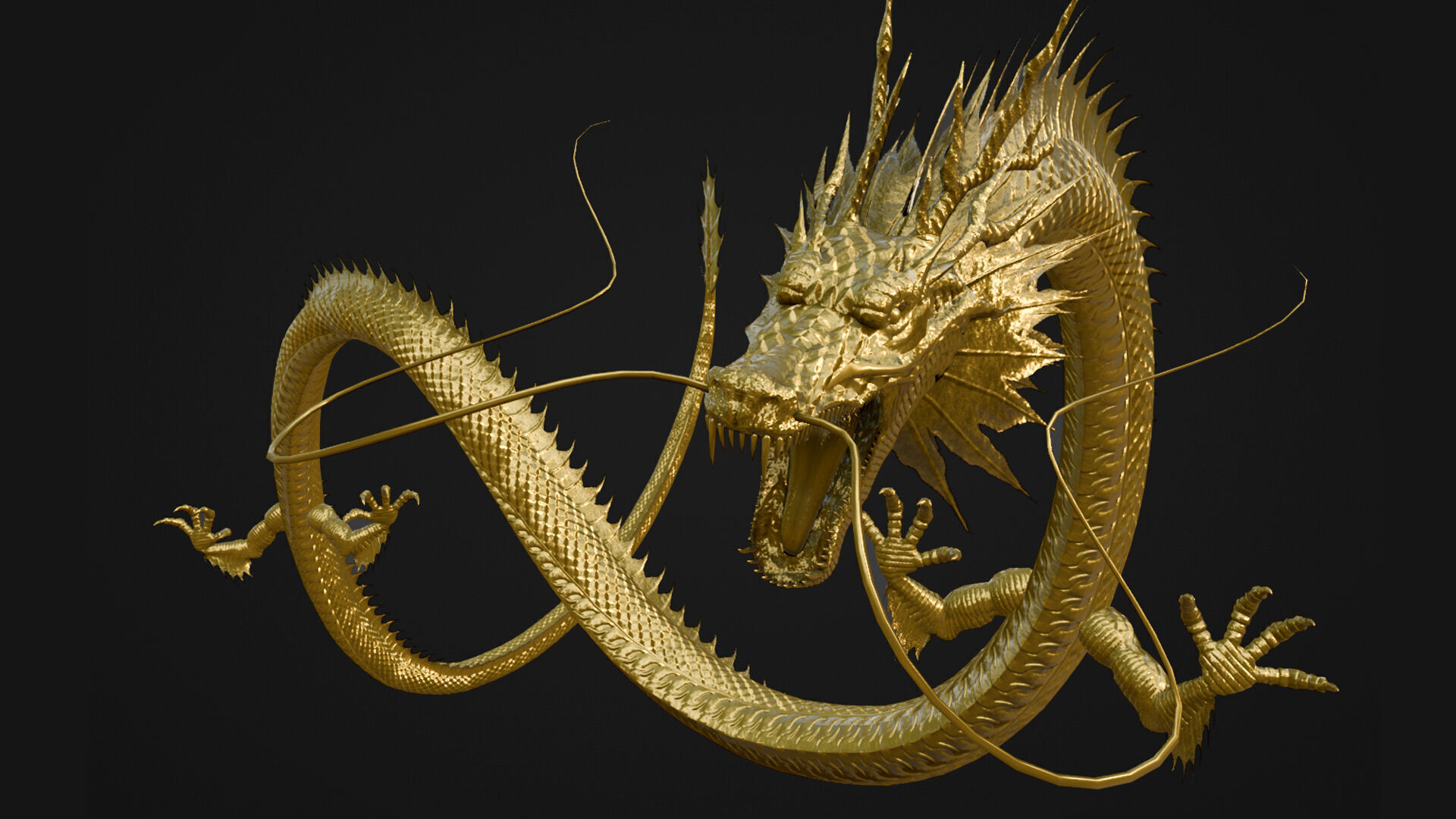 Animated Realistic Lowpoly Chinese Dragon Low-poly 3D model_3