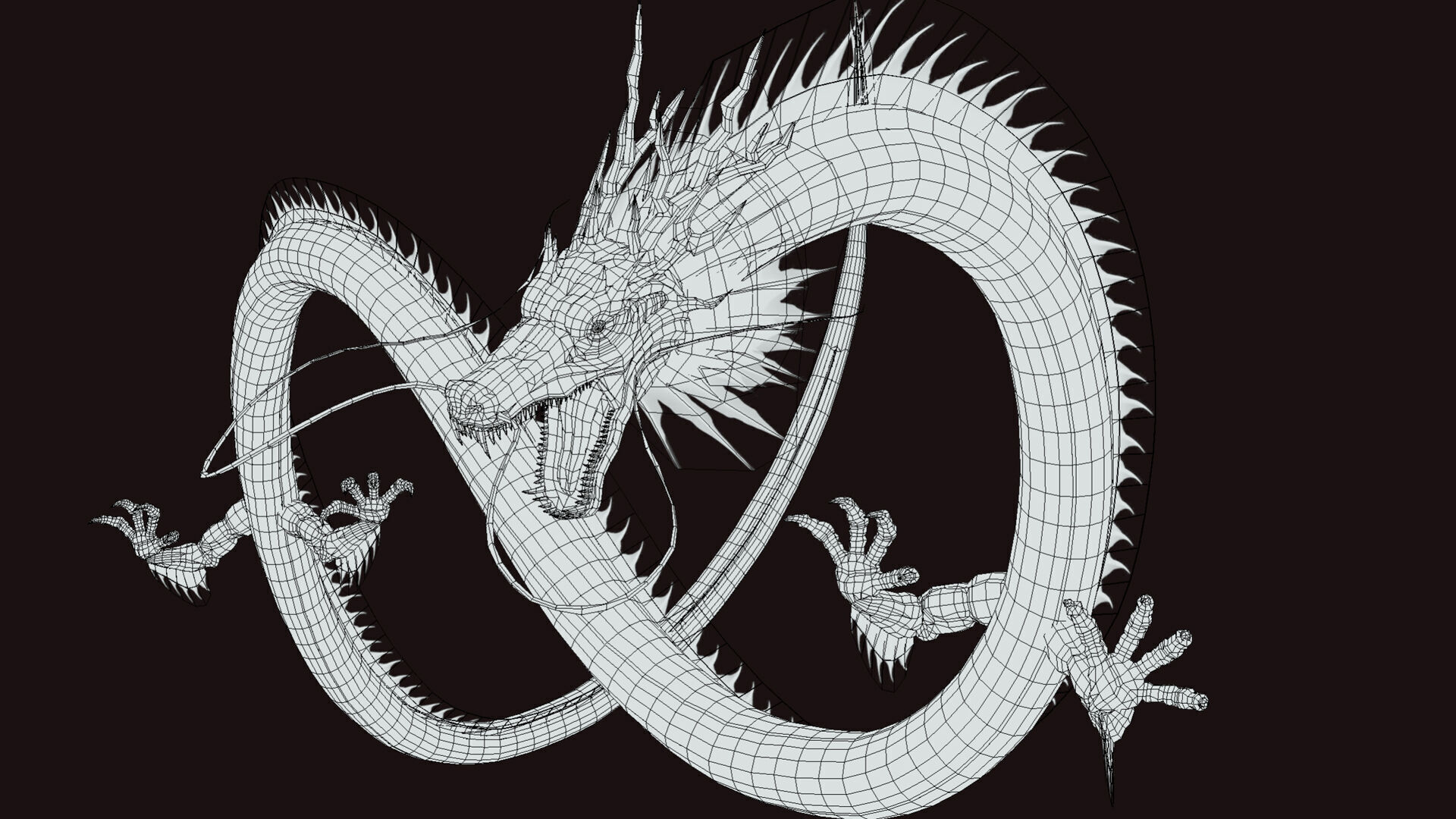 Animated Realistic Lowpoly Chinese Dragon Low-poly 3D model_1