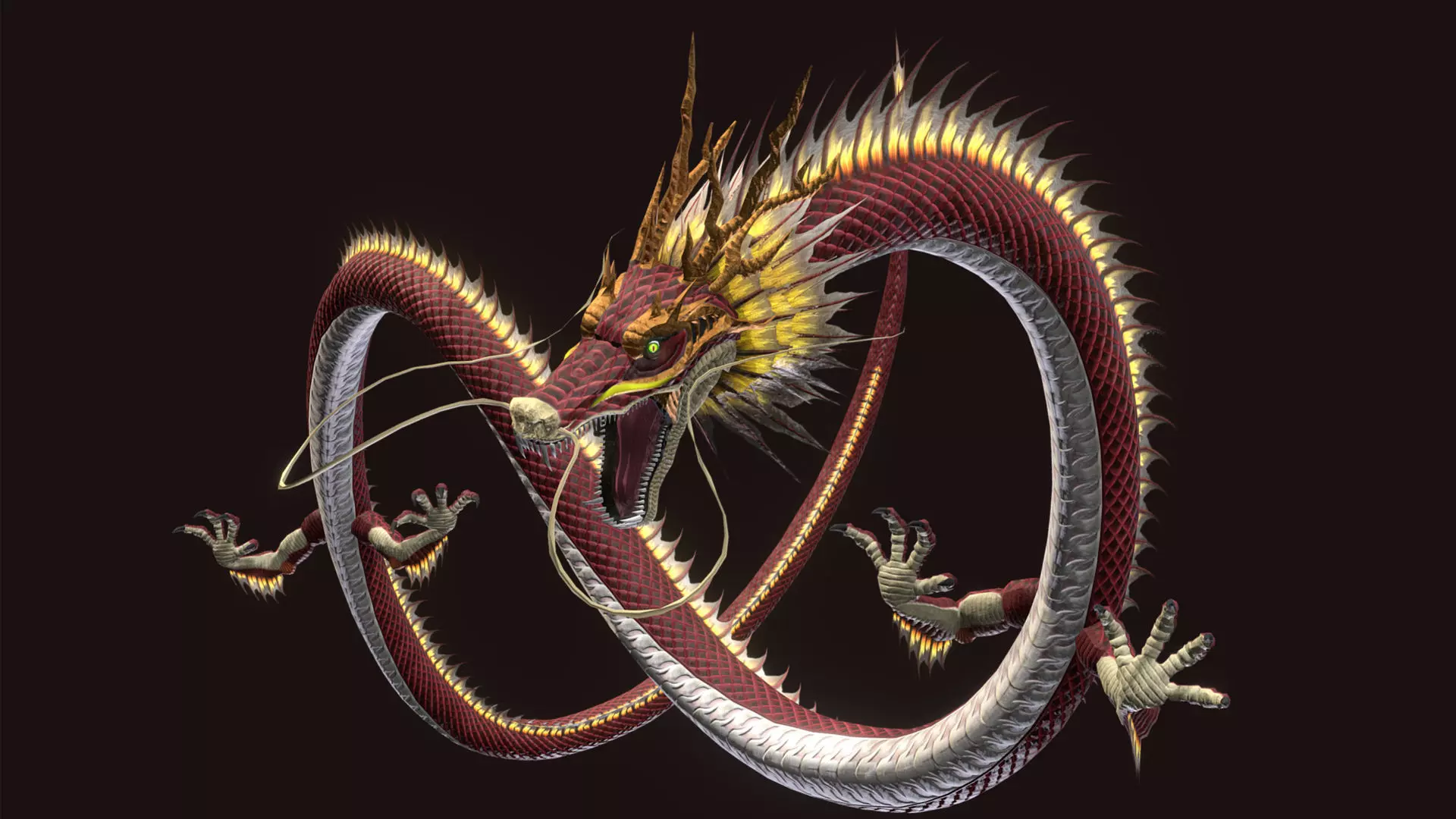Animated Realistic Lowpoly Chinese Dragon Low-poly 3D model_0