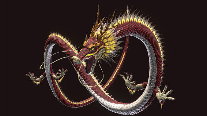 Animated Realistic Lowpoly Chinese Dragon Low-poly 3D model
