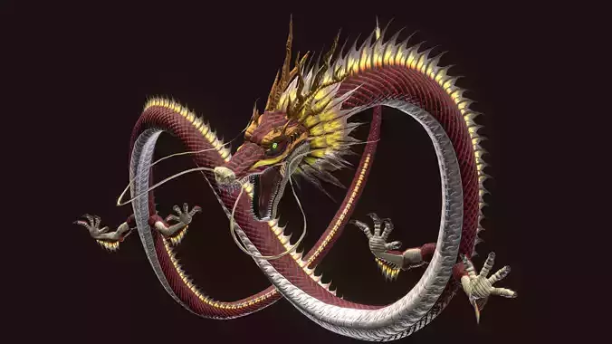 Animated Realistic Lowpoly Chinese Dragon Low-poly 3D model