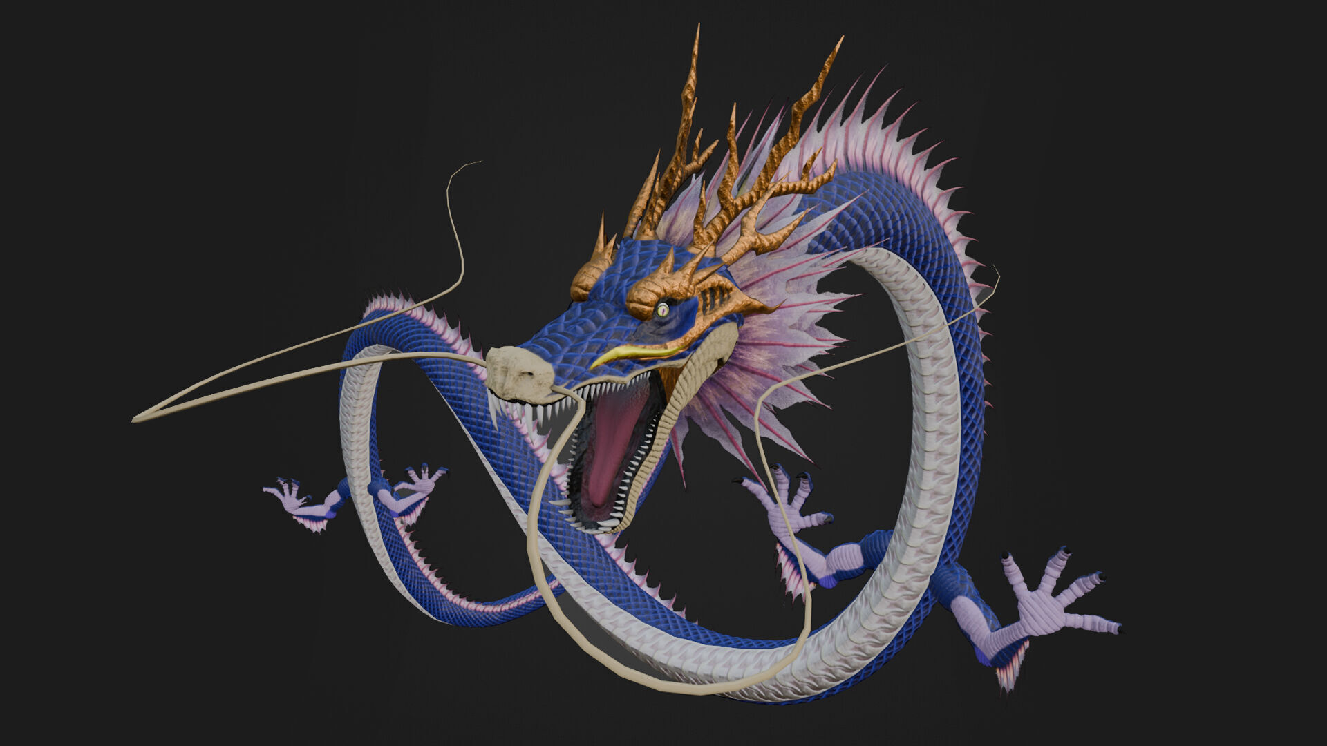 Animated Realistic Lowpoly Chinese Dragon Low-poly 3D model_2