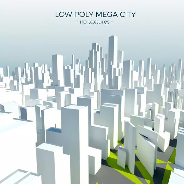 Low Poly Mega City Low-poly 3D model_0