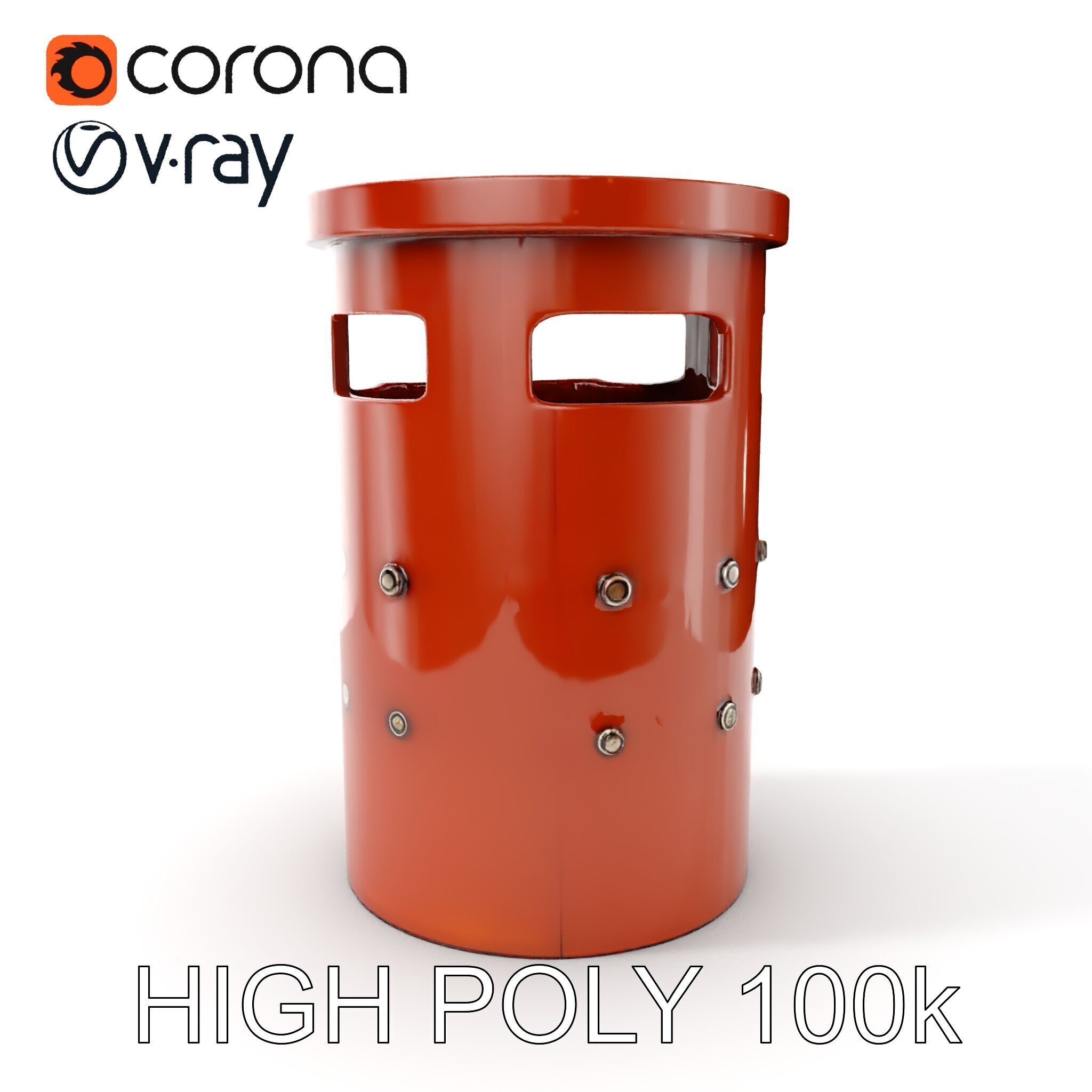 Metal Cylinder Trash Bin Model Pack for Environment Design Low-poly 3D model_12