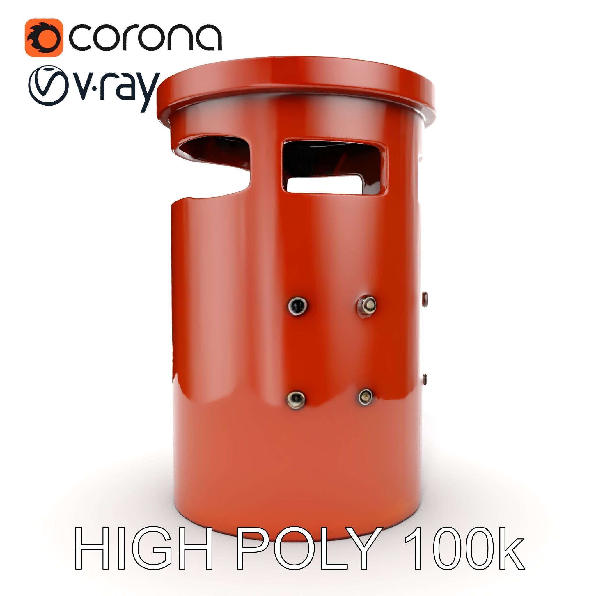 Metal Cylinder Trash Bin Model Pack for Environment Design Low-poly 3D model_6