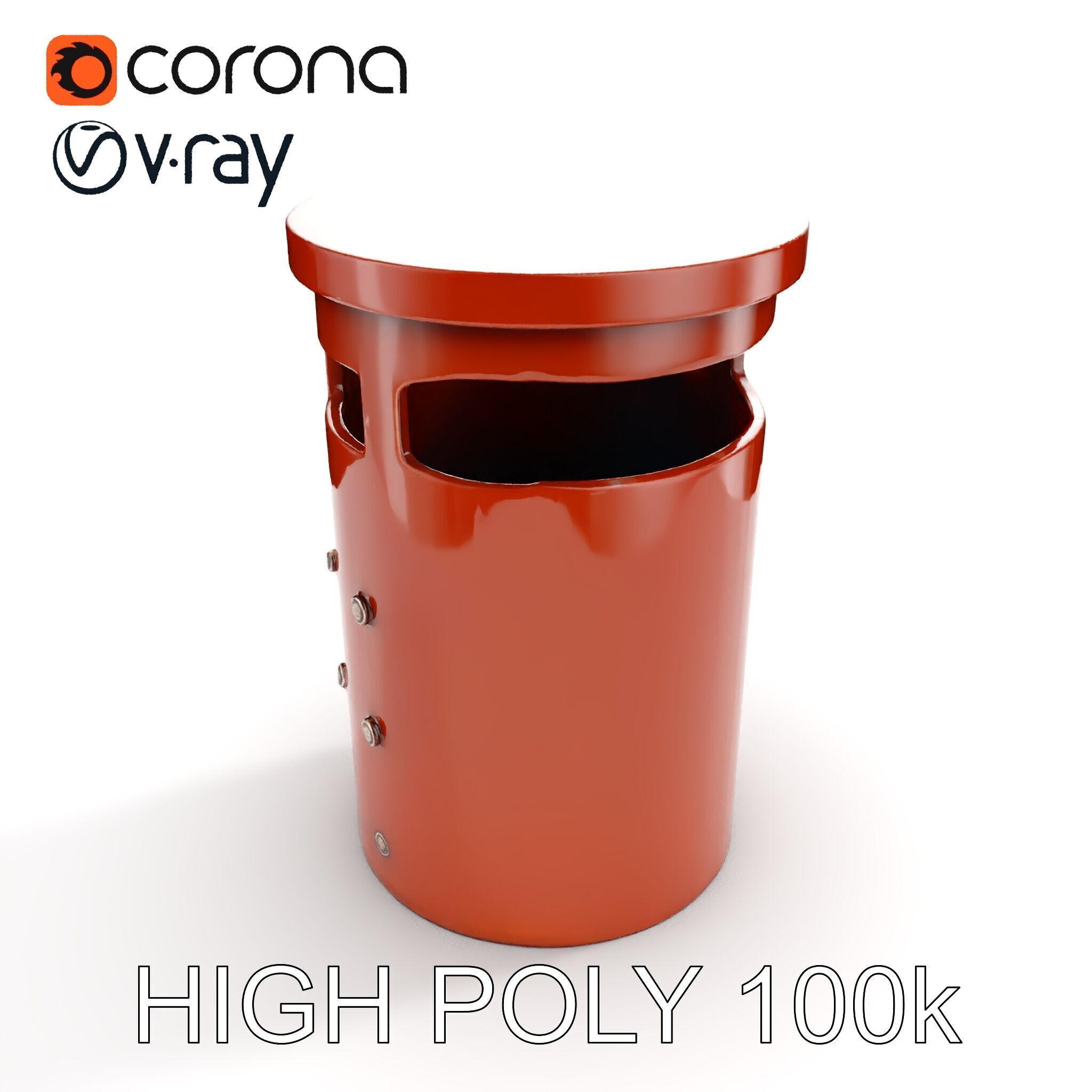 Metal Cylinder Trash Bin Model Pack for Environment Design Low-poly 3D model_19