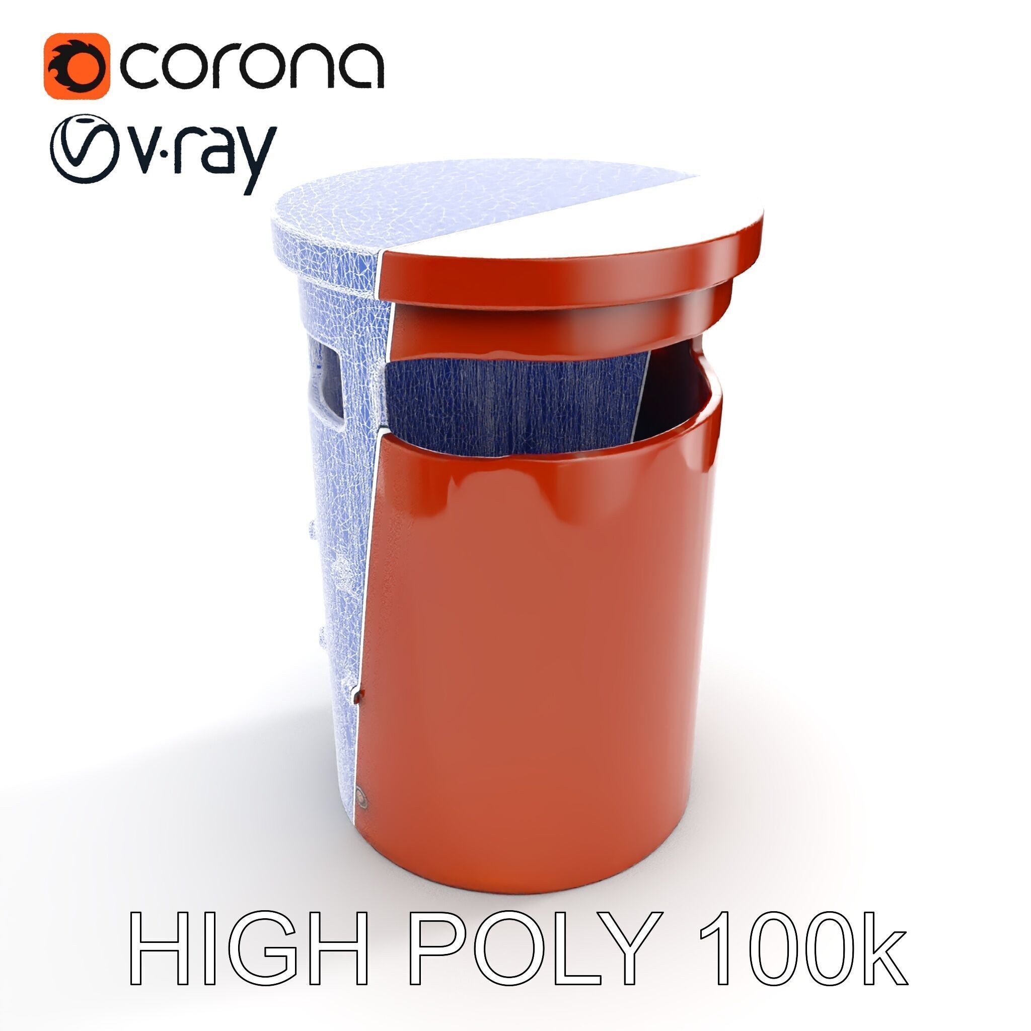 Metal Cylinder Trash Bin Model Pack for Environment Design Low-poly 3D model_16