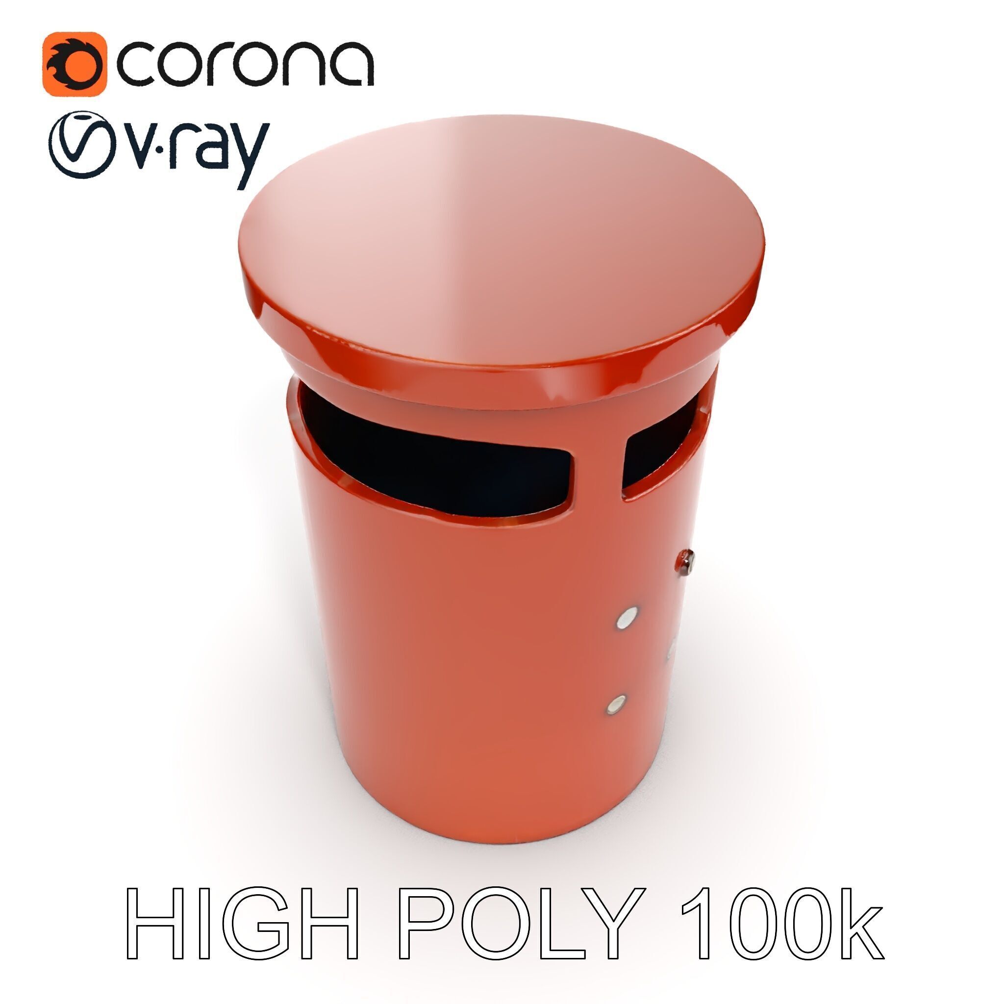 Metal Cylinder Trash Bin Model Pack for Environment Design Low-poly 3D model_9