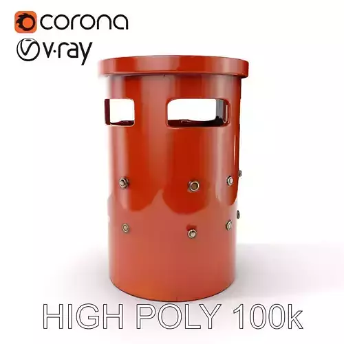 Metal Cylinder Trash Bin Model Pack for Environment Design Low-poly 3D model