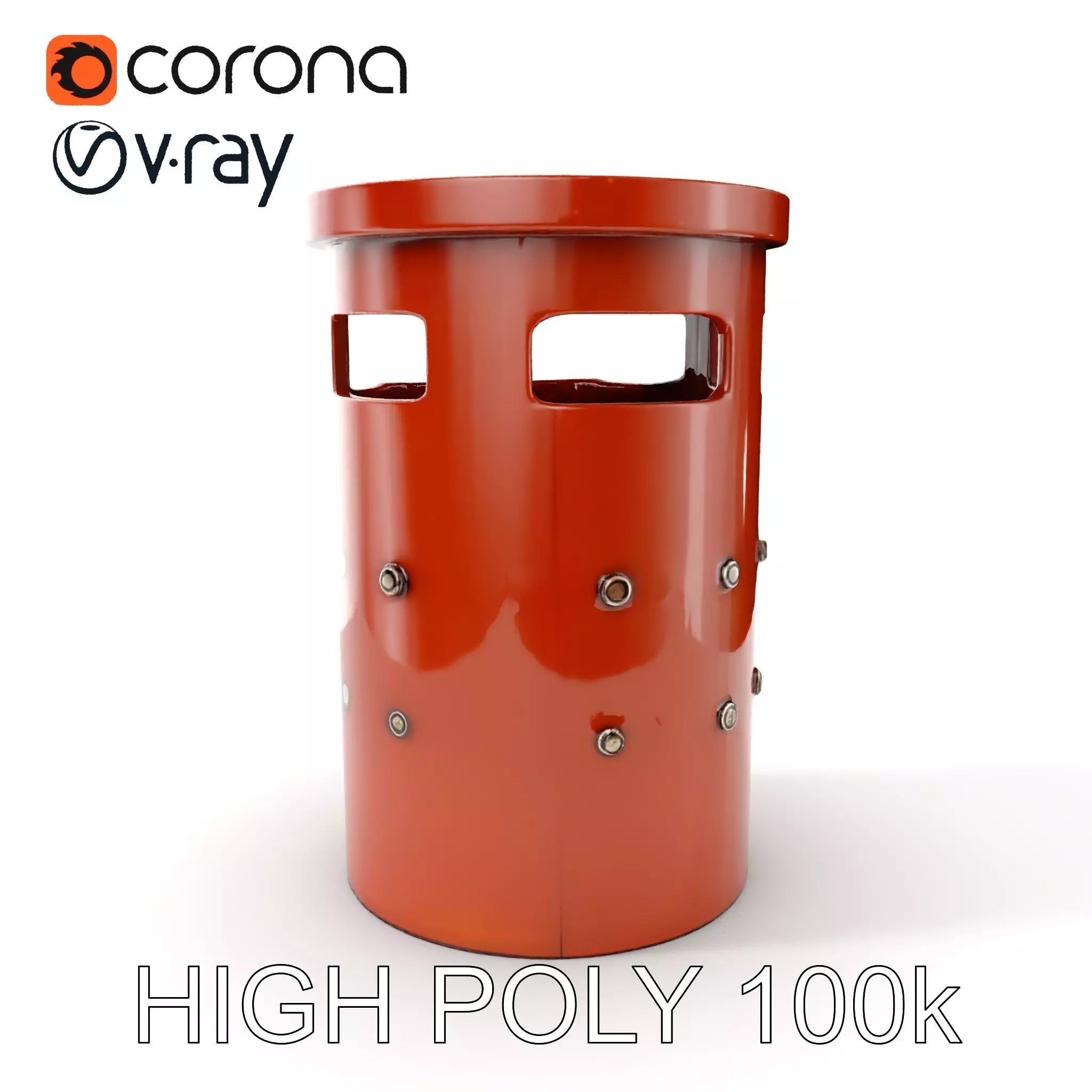 Metal Cylinder Trash Bin Model Pack for Environment Design Low-poly 3D model_0