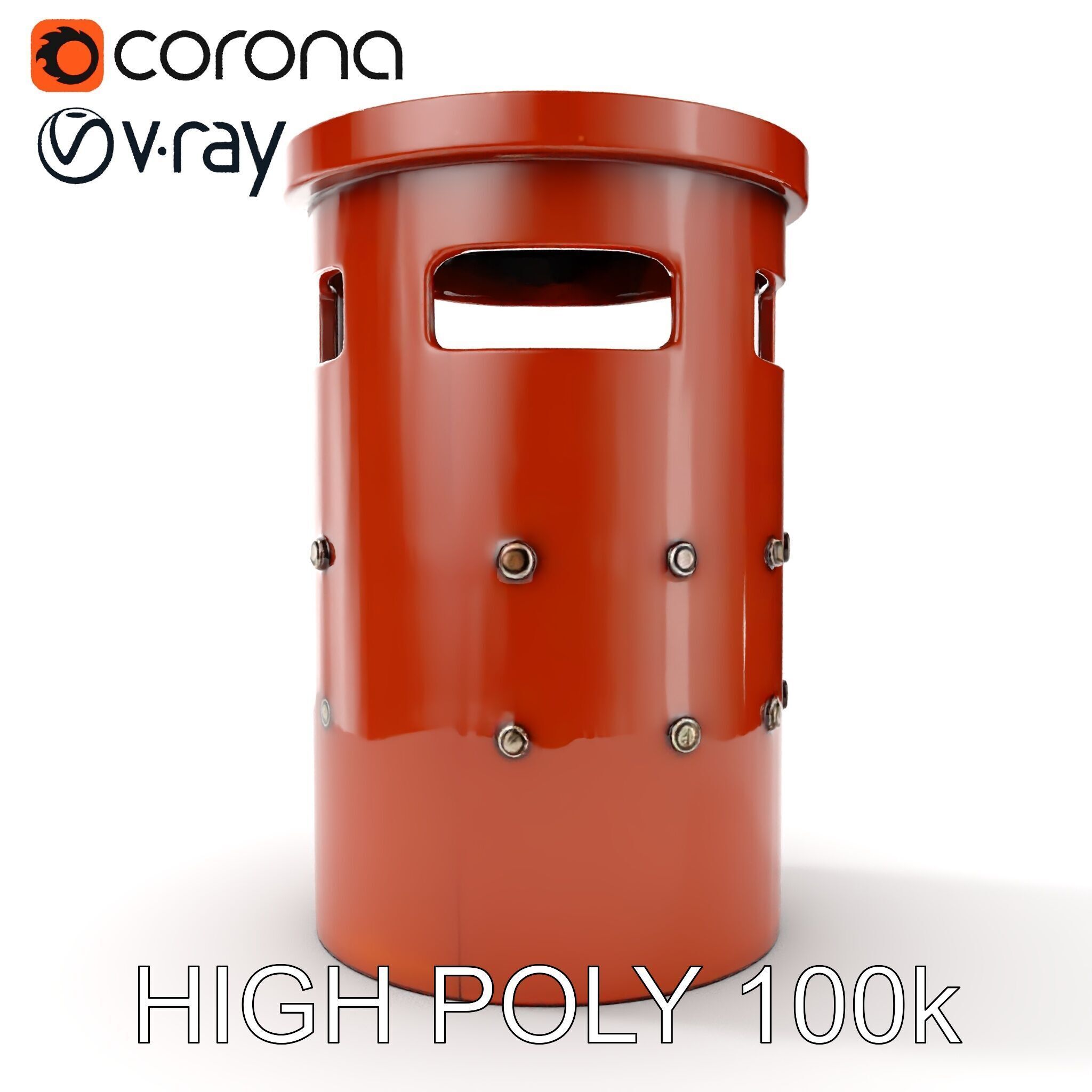 Metal Cylinder Trash Bin Model Pack for Environment Design Low-poly 3D model_14