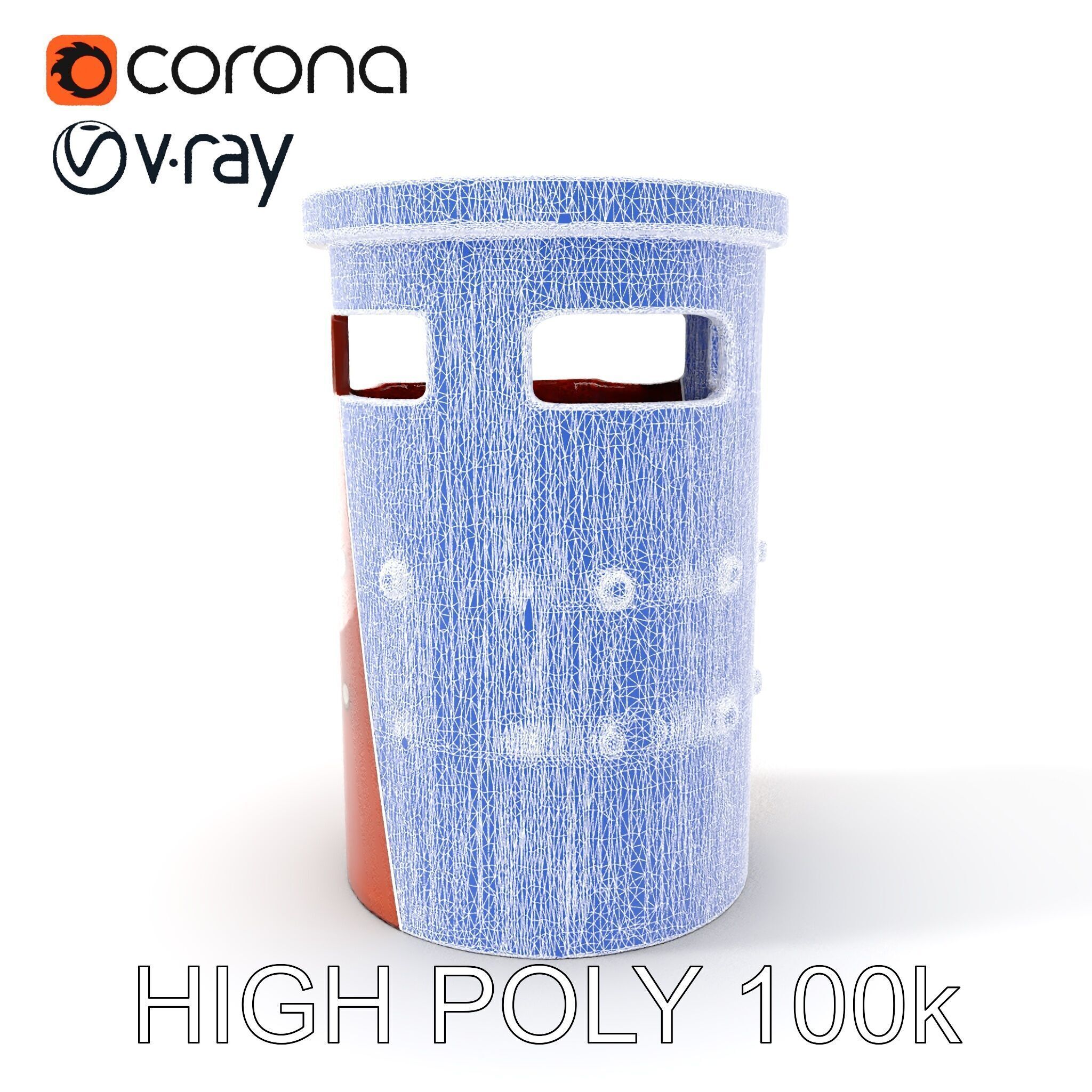 Metal Cylinder Trash Bin Model Pack for Environment Design Low-poly 3D model_17