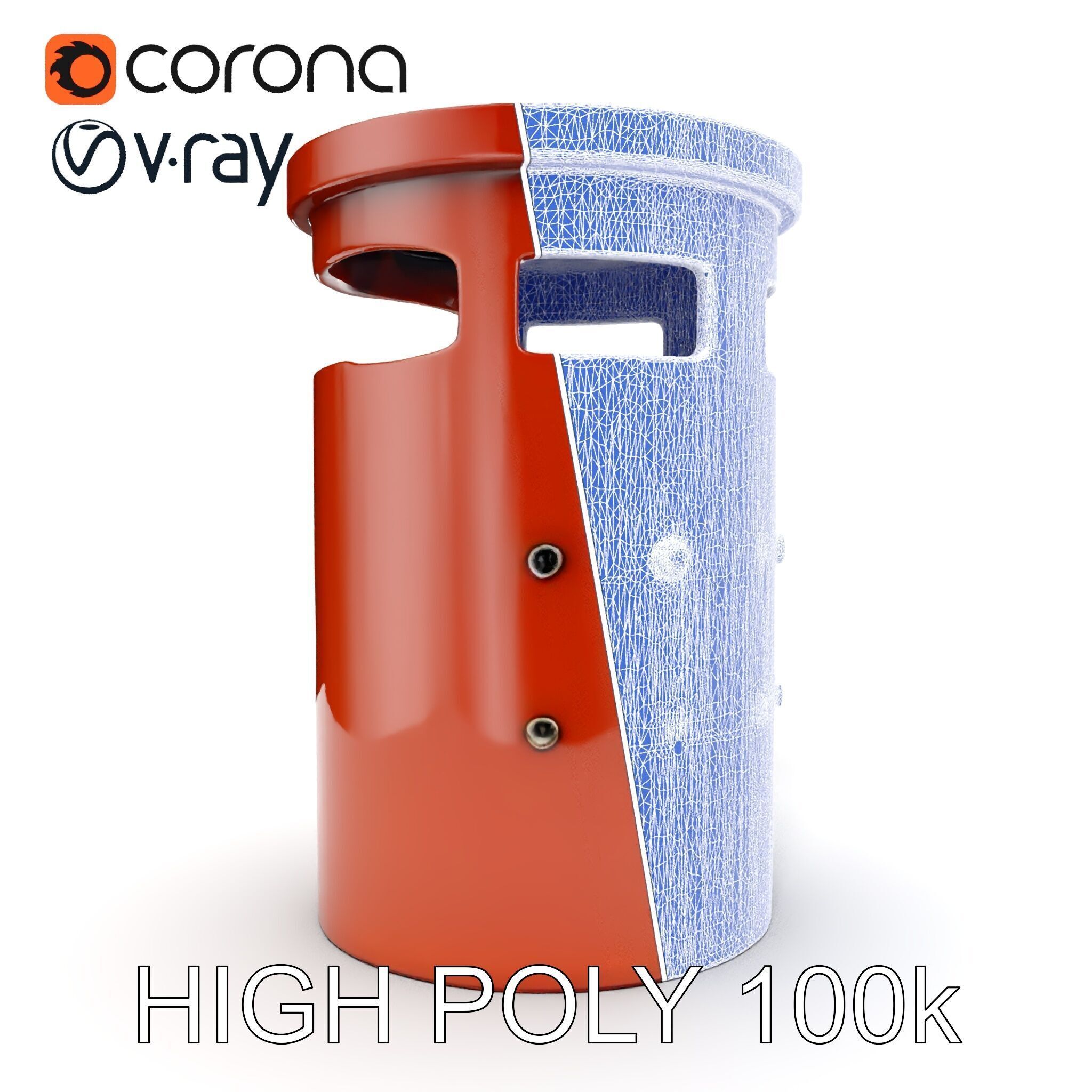 Metal Cylinder Trash Bin Model Pack for Environment Design Low-poly 3D model_27