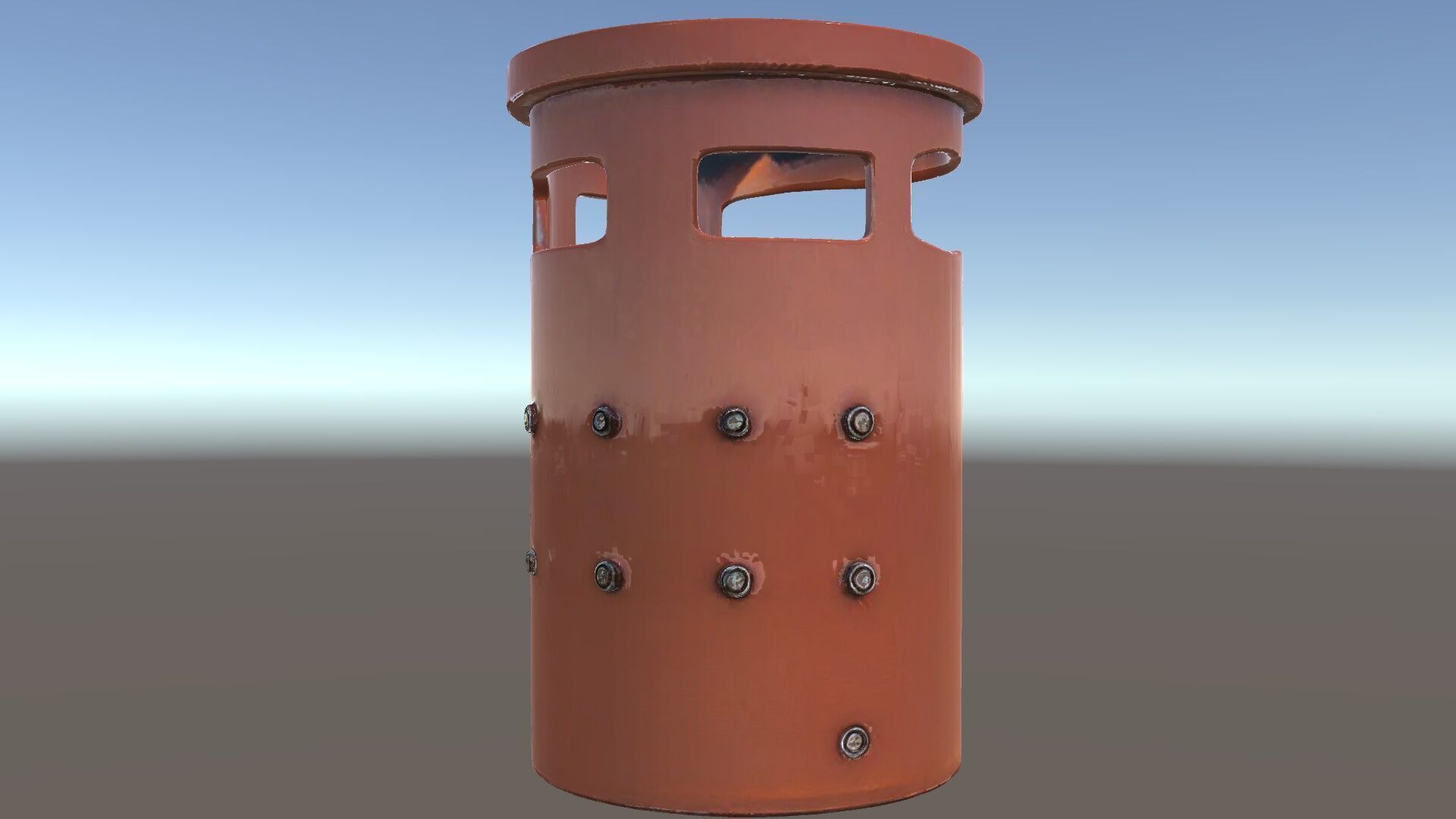 Metal Cylinder Trash Bin Model Pack for Environment Design Low-poly 3D model_33