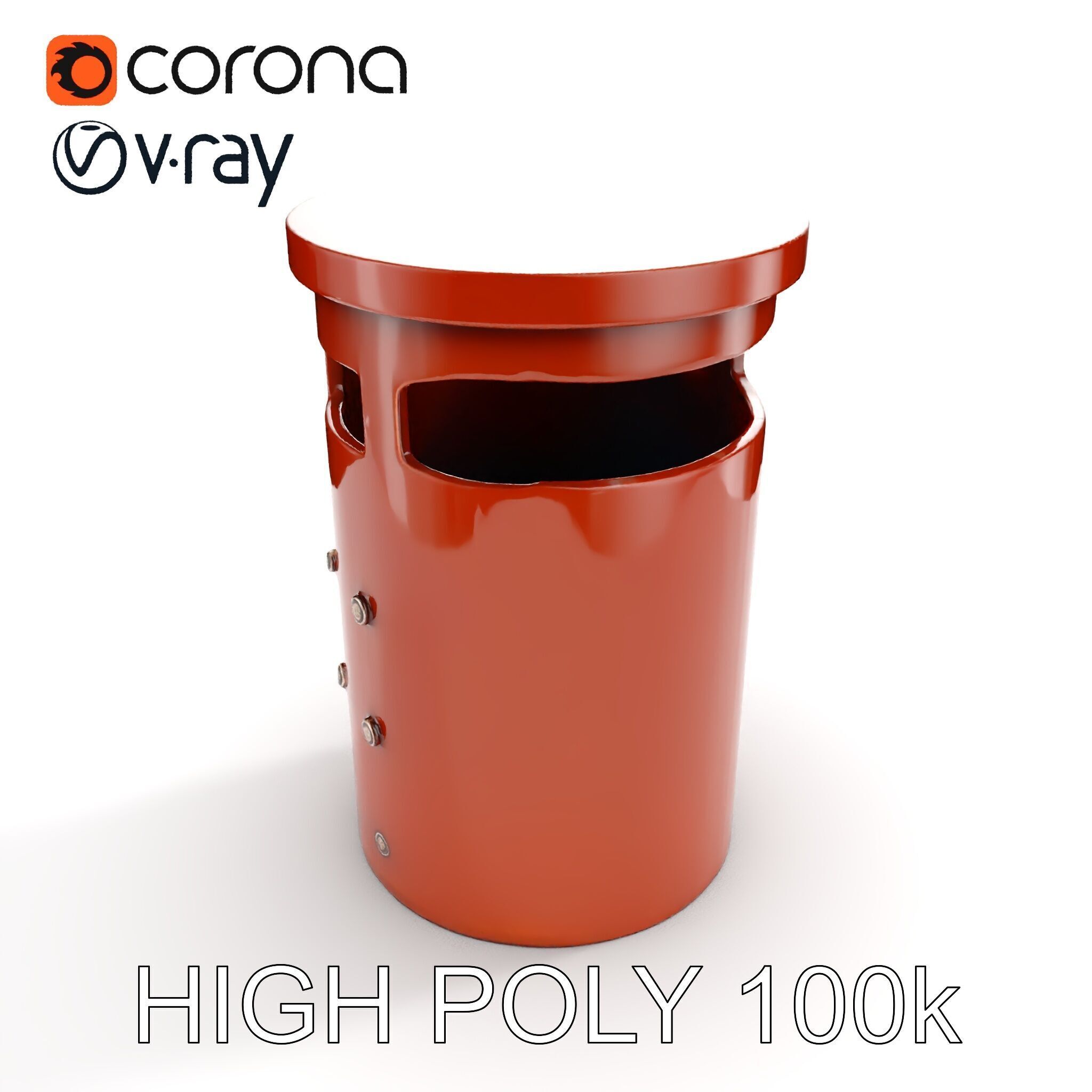 Metal Cylinder Trash Bin Model Pack for Environment Design Low-poly 3D model_21