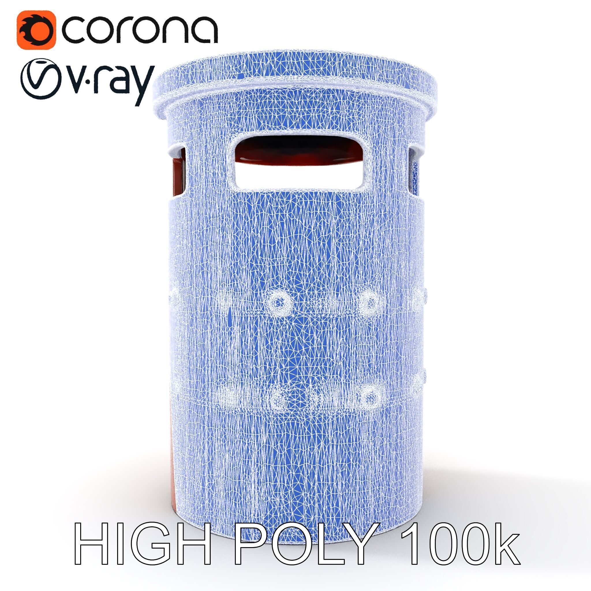 Metal Cylinder Trash Bin Model Pack for Environment Design Low-poly 3D model_28