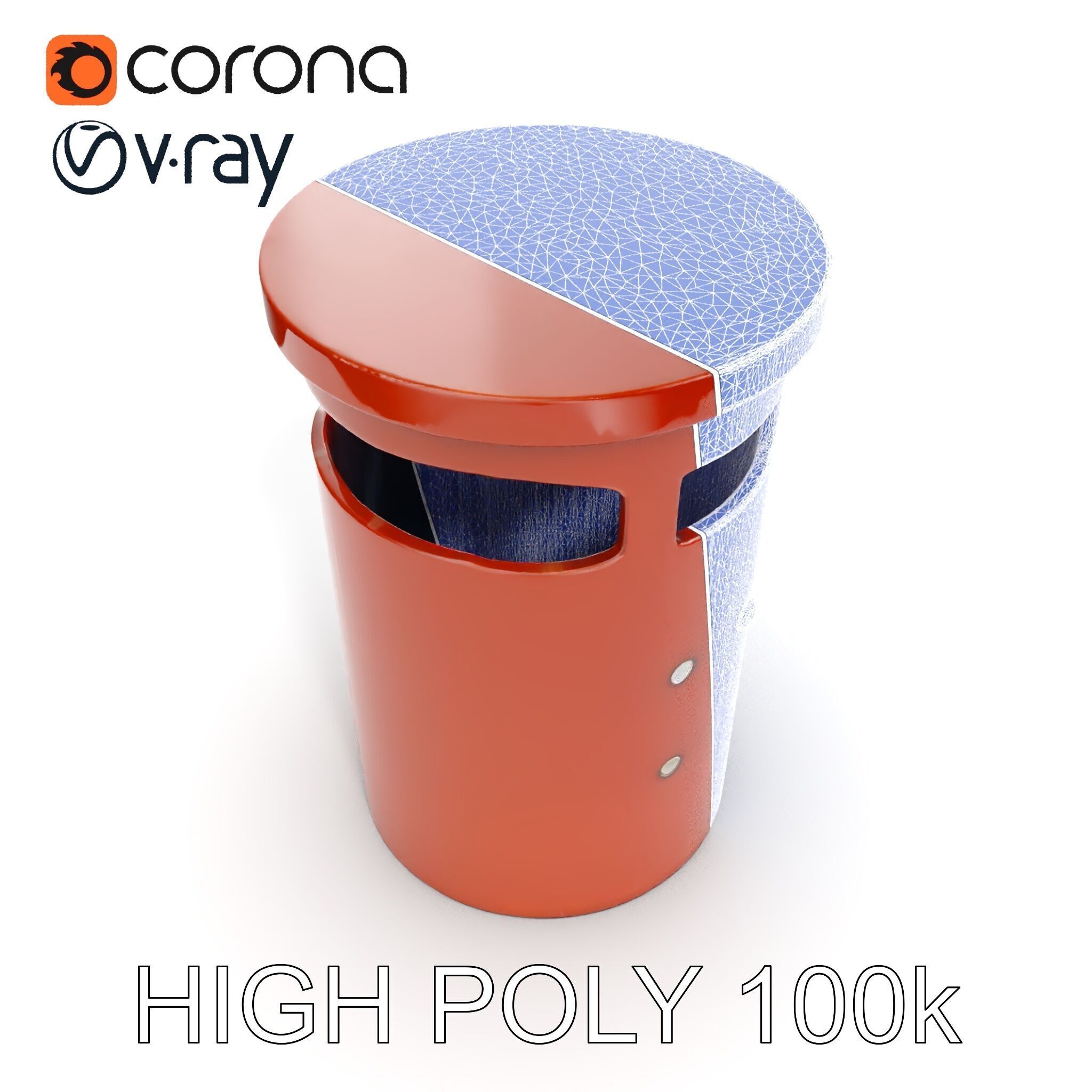 Metal Cylinder Trash Bin Model Pack for Environment Design Low-poly 3D model_25