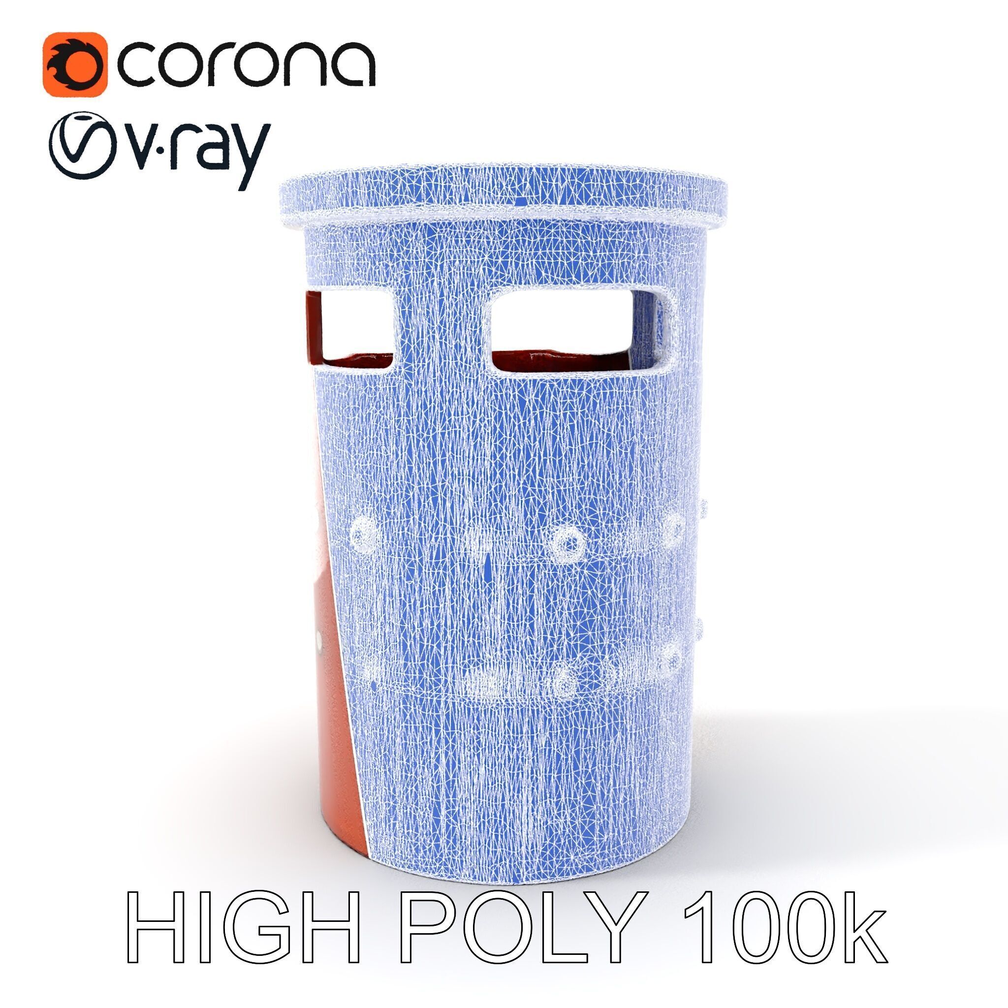 Metal Cylinder Trash Bin Model Pack for Environment Design Low-poly 3D model_4