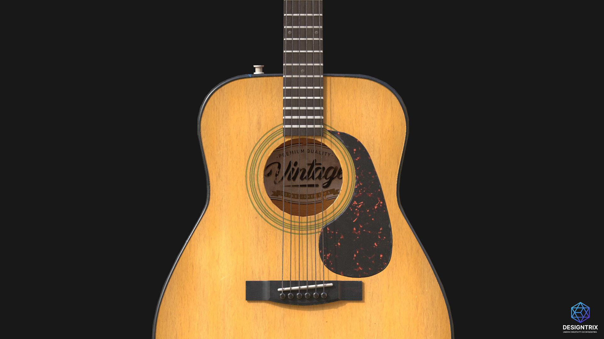 Acoustic Guitar 3D Model Low-poly 3D model_4