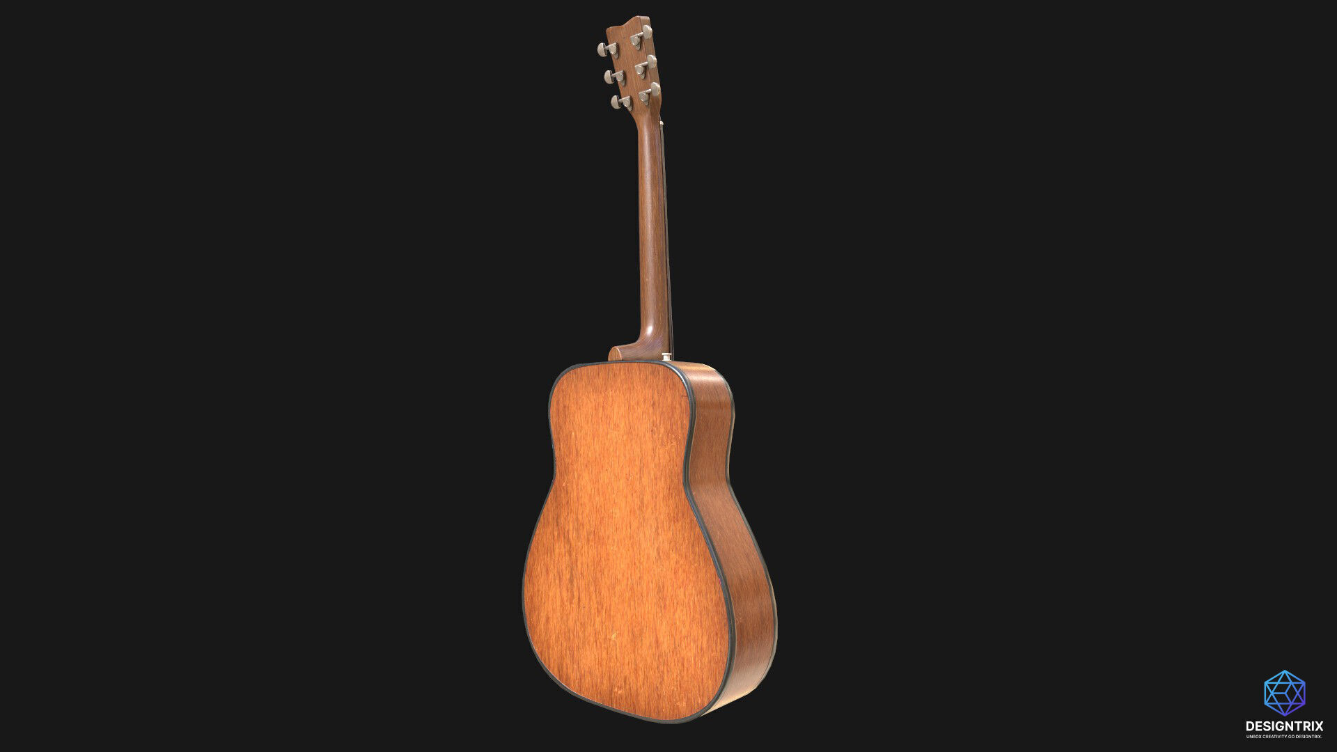 Acoustic Guitar 3D Model Low-poly 3D model_3