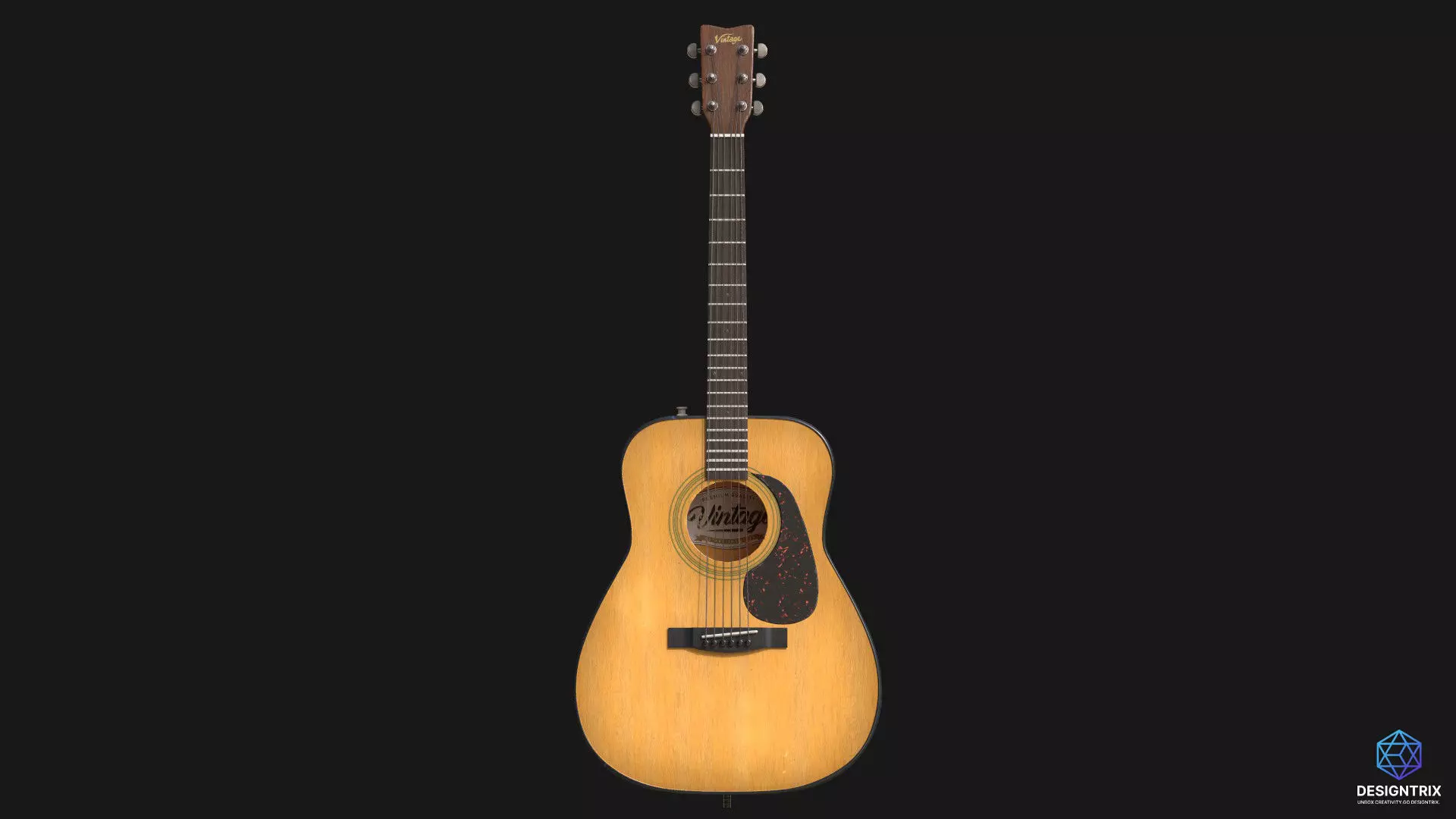 Acoustic Guitar 3D Model Low-poly 3D model_0