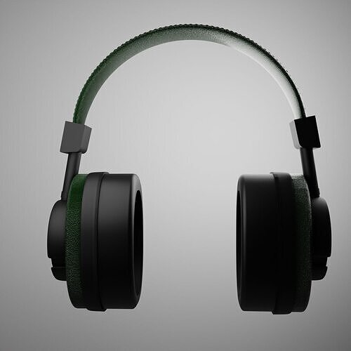 3D model headset black and green leather Free 3D model