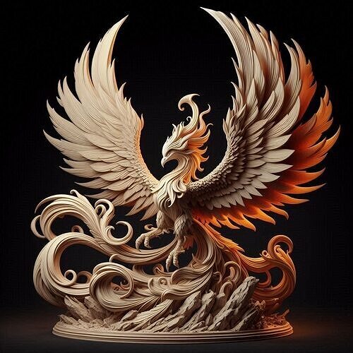 Rising Phoenix Mythical Firebird Statue 3D print model