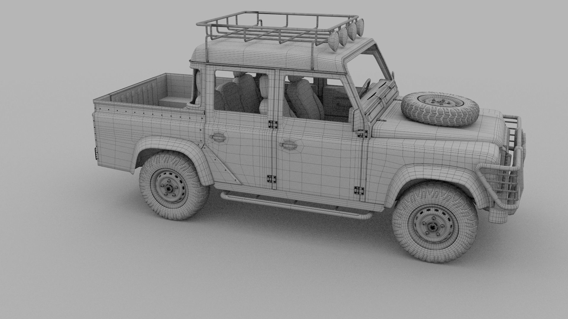 Land Rover Defender 110 Double Cab Pick Up w interior rev 3D model_25